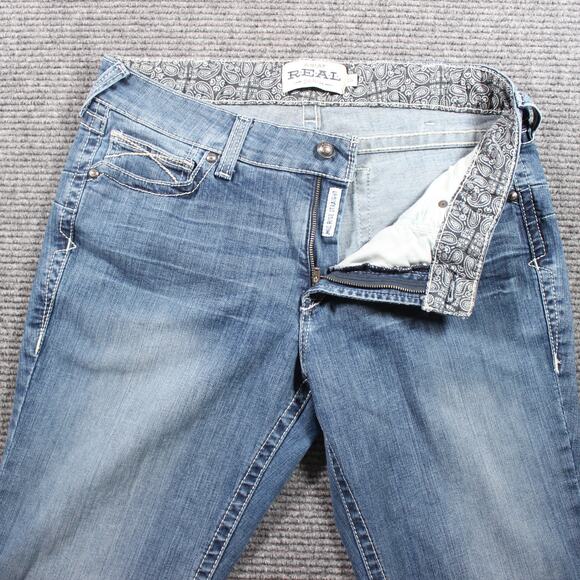 Ariat Jeans Womens 33 Blue Rainstorm Real Straight Stretch - Picture 3 of 13